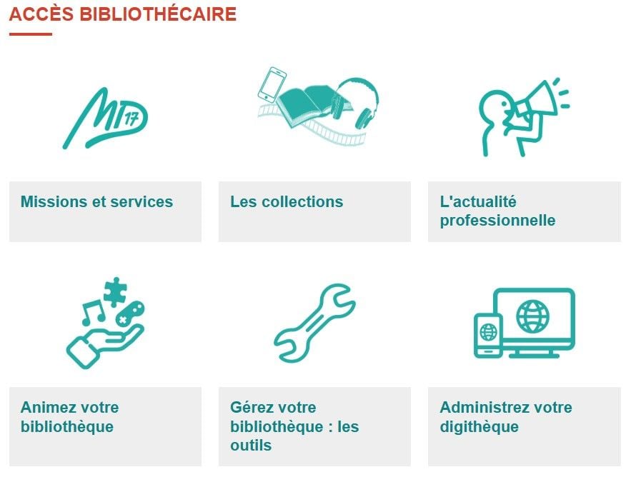 capture d'écran du site md17 accès bibliothécaire